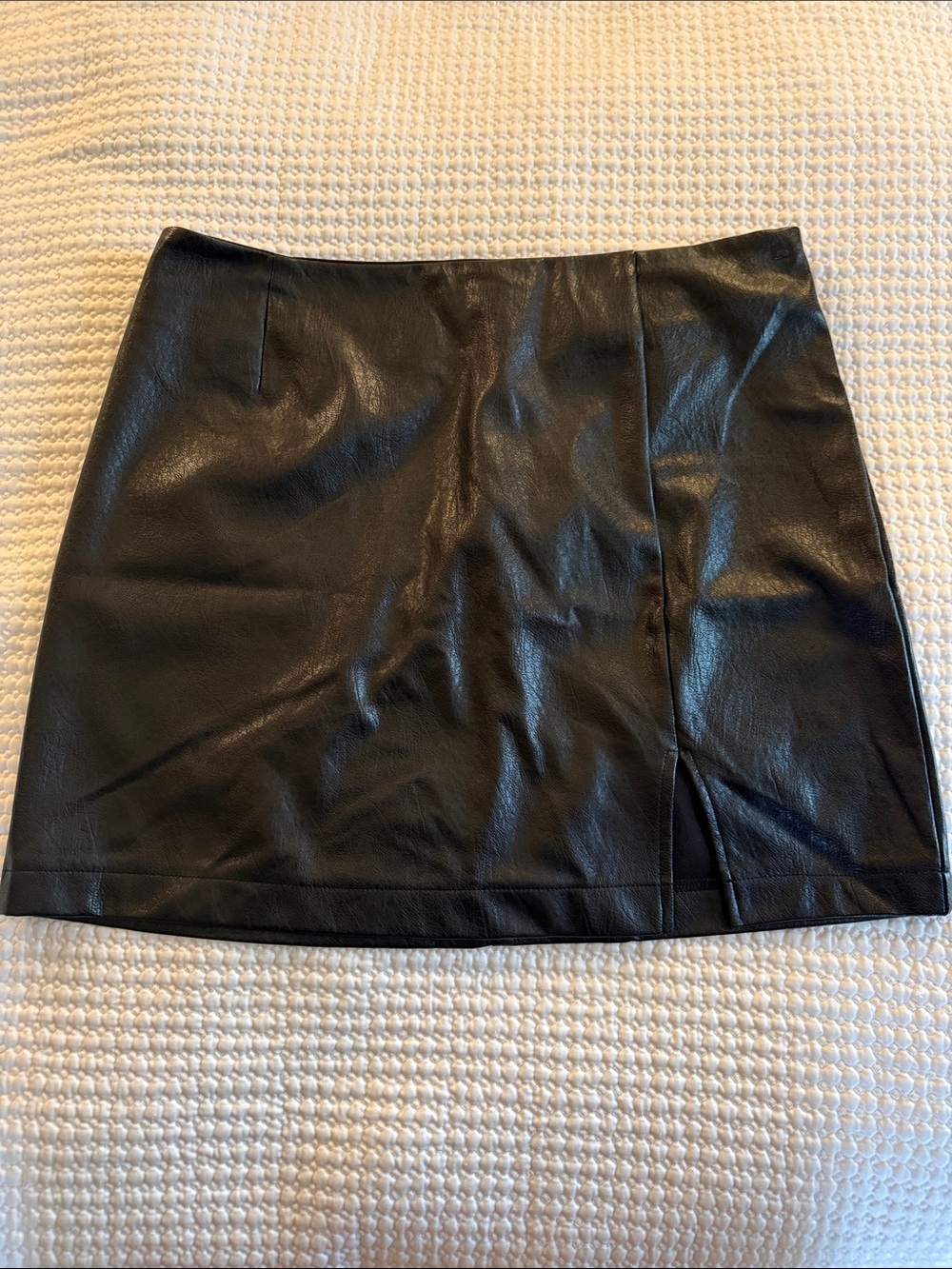 wild fable Black Faux Leather Mini Skirt with Side Slit